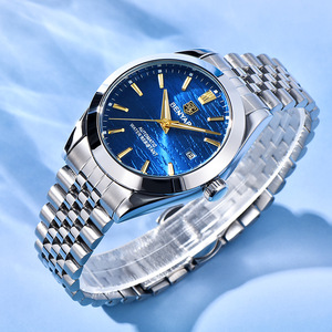 Benyar Men's Automatic <b>Mechanical</b> <b>Watch</b> Blue Dial Stainless Steel Strap Water Resistant Calendar Feature BY-5209M - Product Image 2