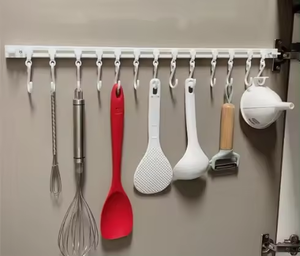 Wall Mounted Kitchen Hook Rack Self-adhesive Hangers <strong>Rail</strong> Sliding Kitchen <strong>Utensils</strong> Spoon Shovel Chopping Board Robe Towel Hooks - Product Image 4