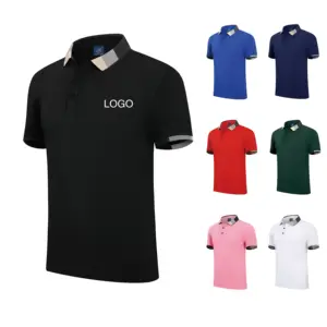 Летняя мужская Повседневная рубашка-поло с коротким рукавом и логотипом на заказ, облегающая Базовая футболка, Однотонная футболка с принтом, футболки для гольфа