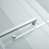 Porte de douche coulissante double sans cadre KMRY, installation facile, fermeture douce, verre transparent, grille noire, garantie 2 ans
