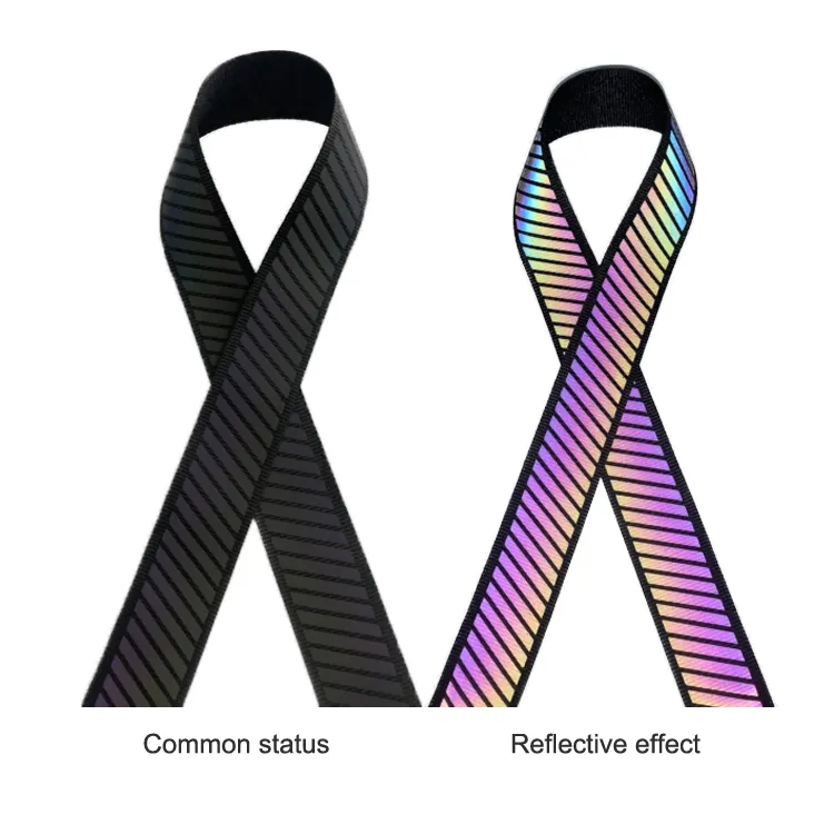 Wholesale Rainbow Reflective Ribbon Printed Stripe 2 Inch Reflective Webbing