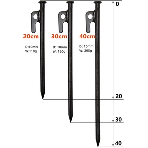 Heavy Duty Tent Pegs High Strength <b>Iron</b> & Steel 20cm/30cm/40cm <b>8</b>-10mm Diameter for Hiking Trekking Camping Outdoor Use - Product Image 1