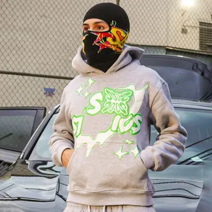 Tracksuits cho nam giới biểu tượng tùy chỉnh Puff in ấn dạo phố quần Heavyweight hoodie Bộ chạy bộ phù hợp với Unisex