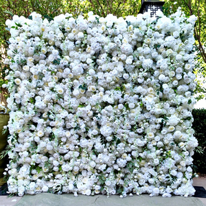 All'ingrosso fatto a mano arrotolare la parete artificiale del fiore del fondo di seta di nozze con la rosa bianca su misura <span class=keywords><strong>colore</strong></span> & stile moderno - Product Image 1
