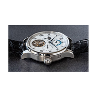 Montres mécaniques en acier avec affichage de la date, phases solaires et lunaire, et tourbillon, conçues et fabriquées en usine pour la marque des clients
