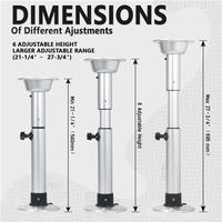 Pieds de table télescopiques réglables en hauteur en alliage d'aluminium amovibles pour pontons marins ou camping-cars