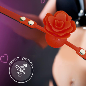 Kırmızı Gül Tasarımlı Silikon Ayarlanabilir Askılı Zarif Rahat Rol Yapma Aksesuarları Ağız Topu <span class=keywords><strong>Gag</strong></span> - Product Image 3