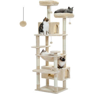Grande tour de <span class=keywords><strong>chat</strong></span> de 72 pouces pour chats d'intérieur Poteaux à gratter recouverts de sisal Double panier de condo <span class=keywords><strong>2</strong></span> griffoirs rembourrés pour <span class=keywords><strong>arbre</strong></span> à <span class=keywords><strong>chat</strong></span> - Product Image 1