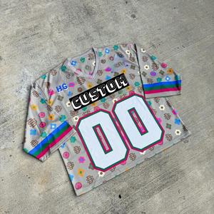 Camiseta Deportiva Personalizada de Estilo Urbano Vintage para Hombre, Cuello en V, Retro, de Malla, Corta, Holgada, para Fútbol, Baloncesto - Product Image 4