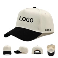 Gorra de Béisbol de Cinco Paneles Bicolor de Alta Calidad al por Mayor con Logotipo de Hoja de Leopardo 3D Orgánico Bordado y Diseño de Marco Personalizado en Blanco