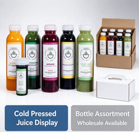 Bouteille de jus pressé à froid 12 oz avec étiquette personnalisée OEM, vente en gros d'usine, bouteille de smoothie en plastique transparent avec bouchon blanc