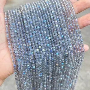 Commercio all'ingrosso 3mm 4mm minuscole perline di pietre preziose Labradorite 5A 7A perline di pietra di luna grigia naturale per la creazione di gioielli