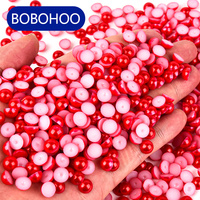 BOBOHOO haute qualité bricolage accessoires ABS perle perles Kit plaine dos plat perles rondes demi-perles pour coque de téléphone patchs chapeau