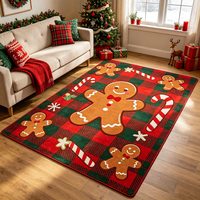 Rot-Weißer Weihnachtsteppich für Wohnzimmer Weicher Maschinenwaschbarer Teppich mit Silikonrückseite Faltbarer Festtags-Heimdekor-Teppich