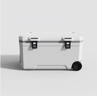 Glacière isotherme moderne de 120 L à grande capacité, de qualité alimentaire, avec roues et poignée, en plastique rigide portable pour une rétention de la glace