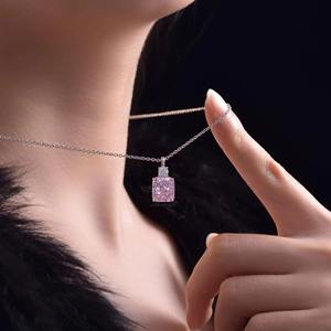 قلادة نسائية من الفضة الإسترلينية عيار 925 مقاومة للصدأ مع زركونيا زرقاء ووردية من الدرجة 5A، مجوهرات للخطوبة والذكرى السنوية مرصعة بالكامل، متوفرة بالجملة - Product Image 3