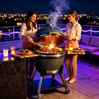 Grill Kamado en céramique vert de 26 pouces avec insert pour four à pizza pour cuisine extérieure