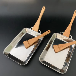 <span class=keywords><strong>Plat</strong></span> de cuisson en métal de plateau de gril de BBQ en acier antiadhésif avec l'ensemble de grattoir en bambou pour la fonte facile de fromage et la grillade de BBQ - Product Image 1