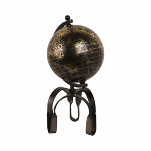 Scultura rustica a forma di globo, oggetto decorativo moderno in metallo per la casa, l'ufficio, il soggiorno, da esporre su scaffali. - Product Image 3