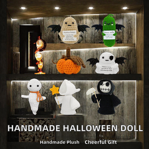 Décoration de table artisanale en crochet pour Halloween : fantôme, aile de chauve-souris, citrouille, grim Reaper – Cadeau - Product Image 2