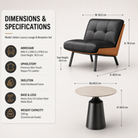 Fauteuil lounge moderne de style mid-century avec capitonnage boutonné, structure en contreplaqué noyer et accent en similicuir premium, fauteuil sans accoudoirs