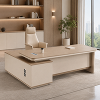 Nouvelle conception de table de bureau de direction moderne, bureau de patron avec armoire latérale, poste de travail en bois pour manager, fournisseur OEM ODM