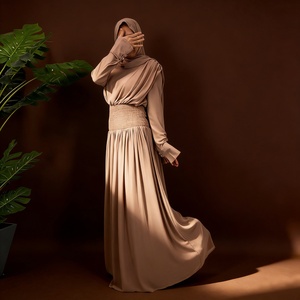 New Arrival Ramadan Spring Wedding Elegant Modest Polyester Chiffon Dress for Women-<b>Long</b> Length Pleated Waist Large Hem <b>Matching</b> - Product Image 2