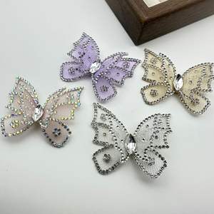 جديد كامل الماس حجر الراين ستيريو فراشة أقراط 3D زهرة هيربين طوق الملابس - Product Image 2