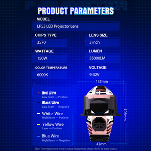 Xenplus Lp53 3 Inch Phổ 150W 6000K 35000lm 12V Xe <span class=keywords><strong>LED</strong></span> Ống Kính Máy Chiếu Mới Đèn Pha Động Cơ Trang Bị Thêm Nâng cấp - Product Image 6
