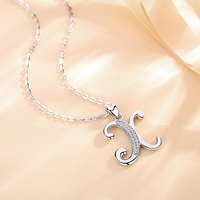 Vente en gros mode cz 925 bijoux en argent sterling minuscules femmes initiale personnalisée alphabet lettre collier pendentif
