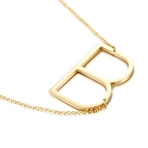 Minimalista de oro de la joyería de plata de oro rosa Color 26 A-Z nombre carta <span class=keywords><strong>M</strong></span> inicial largo grande letras alfabeto collar - Product Image 4