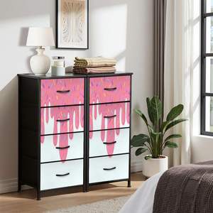 Cómoda con rociadores de helado rosa, sala de estar cajones para almacenamiento de 4, dormitorio, decoración del hogar en Stock, tema dulce divertido - Product Image 5