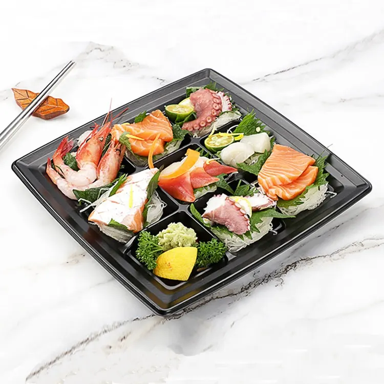 9 Division Sashimi Container Neun-Palast-Gitter Quadratische Farbe Lebensmittel qualität Stunden platte Sushi-Box