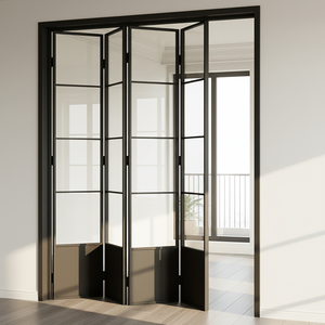 Porte pliante <span class=keywords><strong>accordéon</strong></span> moderne en verre trempé pour patio avec <span class=keywords><strong>grille</strong></span> - Product Image 4