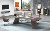 Bureau de direction moderne en bois de luxe en forme de L avec rangement, table de réunion pour bureau de patron