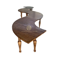 Mesa de Banquete Enlazable Tipo Serpentina con Patas de Madera Maciza Torneada, Duradera y Estable para Uso en Hoteles, Restaurantes, Bodas y Eventos