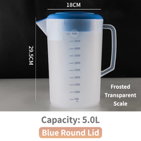 Prix bas, vente en gros, pichet à eau en plastique PP de grande capacité 1800 ml-5 L, écologique, avec couvercle et poignée, pour liquides chauds/froids