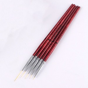 Ensemble de pinceaux professionnels pour nail art à manche long en bois rouge, 6mm/9mm/12mm, pour peinture et sculpture des ongles, marque privée - Product Image 1