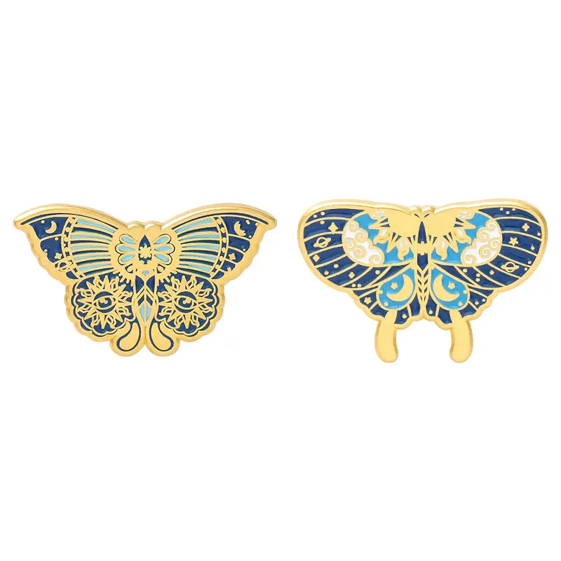 Nuovi spille eleganti personalizzate con smalto artistico spille con smalto a farfalla animale artigianato in metallo dorato per donna donna