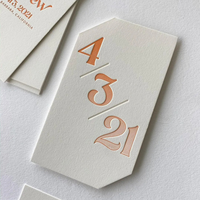 Cartes de visite et étiquettes d'invitation personnalisées avec logo de marque, design recto-verso, impression sur papier texturé coton 400g, gaufrage en creux, « Merci »