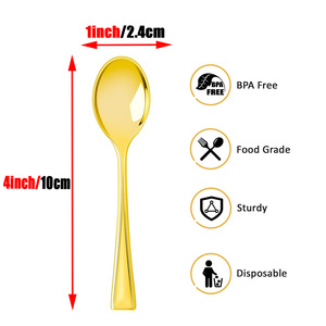 Mini cucchiai d'oro di plastica usa e getta cucchiaio da Dessert piccolo piccolo cucchiaio da antipasto - Product Image 4