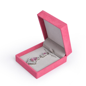 Custom Wholesale Luxury Velvet <b>Earring</b> Bracelet Necklace Ring Pink <b>Gift</b> Jewelry <b>Box</b> With Logo - Product Image 3
