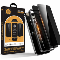 360 °   Protection d'écran en verre trempé 9H confidentialité, vente en gros, installation facile, sans poussière avec kit d'alignement automatique pour iPhone séries 18-11