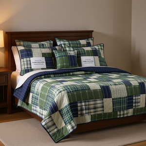 Juego de Edredón Reversible Estampado Verde Marino, Tamaño King y Cal King, Ropa de Cama de 3 Piezas para Toda Temporada - Product Image 2