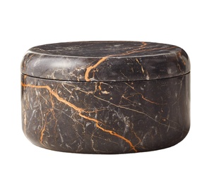 Candela rotonda in oro con motivo in marmo con coperchio portagioie portapenne vaso succulento candela per aromaterapia - Product Image 3