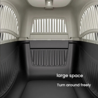 Cage de transport pour animaux de compagnie en plastique PP, modèle Iron Door, avec verrouillage à ressort, gamelle suspendue, plateau à urine et sangle d'épaule, pour voiture, chat et chien