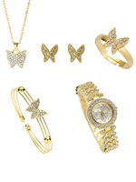Nouvel ensemble de montres décontractées en alliage à quartz pour femme, motif papillon, 5 pièces/ensemble, idéal pour la Saint-Valentin, la fête des Mères et Noël 2026