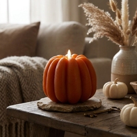 Bougie LED sans flamme à piles en cire de paraffine 3D en forme de citrouille pour la décoration de la maison à Halloween et Noël
