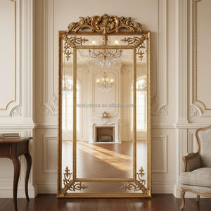 Grand miroir sur pied de luxe doré, décoratif pour la maison, avec cadre en bois, grand miroir pleine longueur pour salon, miroir vintage pleine longueur - Product Image 1