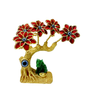 Articolo Giudaico: Fiore Rosso Finto, <span class=keywords><strong>Albero</strong></span> della Fortuna, Occhio <span class=keywords><strong>del</strong></span> Diavolo, Elefante Verde - Ornamenti in Resina Artigianale - Product Image 1